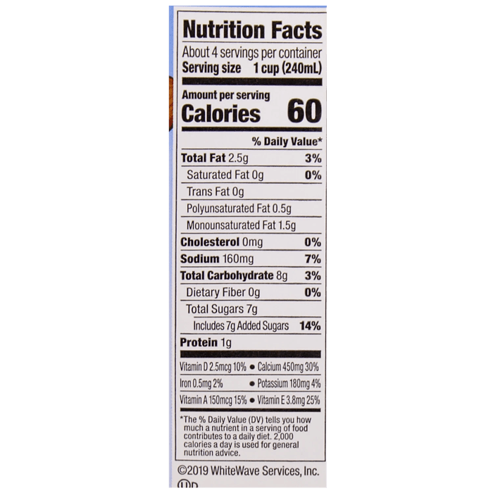 Almond milk silk nutrition facts