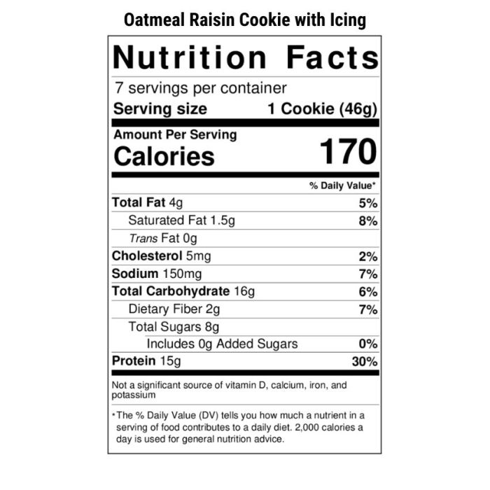 Oatmeal cookie nutrition facts